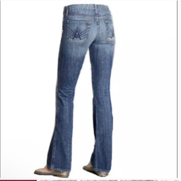 7 For All Mankind Blue Distressed Denim Flare Leg Jeans Style# U130j055u-055u - Picture 2 of 10